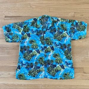 Men’s Hawaiian Shirt Rayon Blue Size M